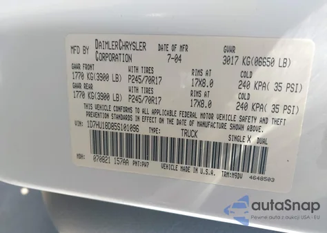 2005 Dodge Ram 1500 Slt/Laramie from USA, damaged, VIN 1D7HU18D85S101096